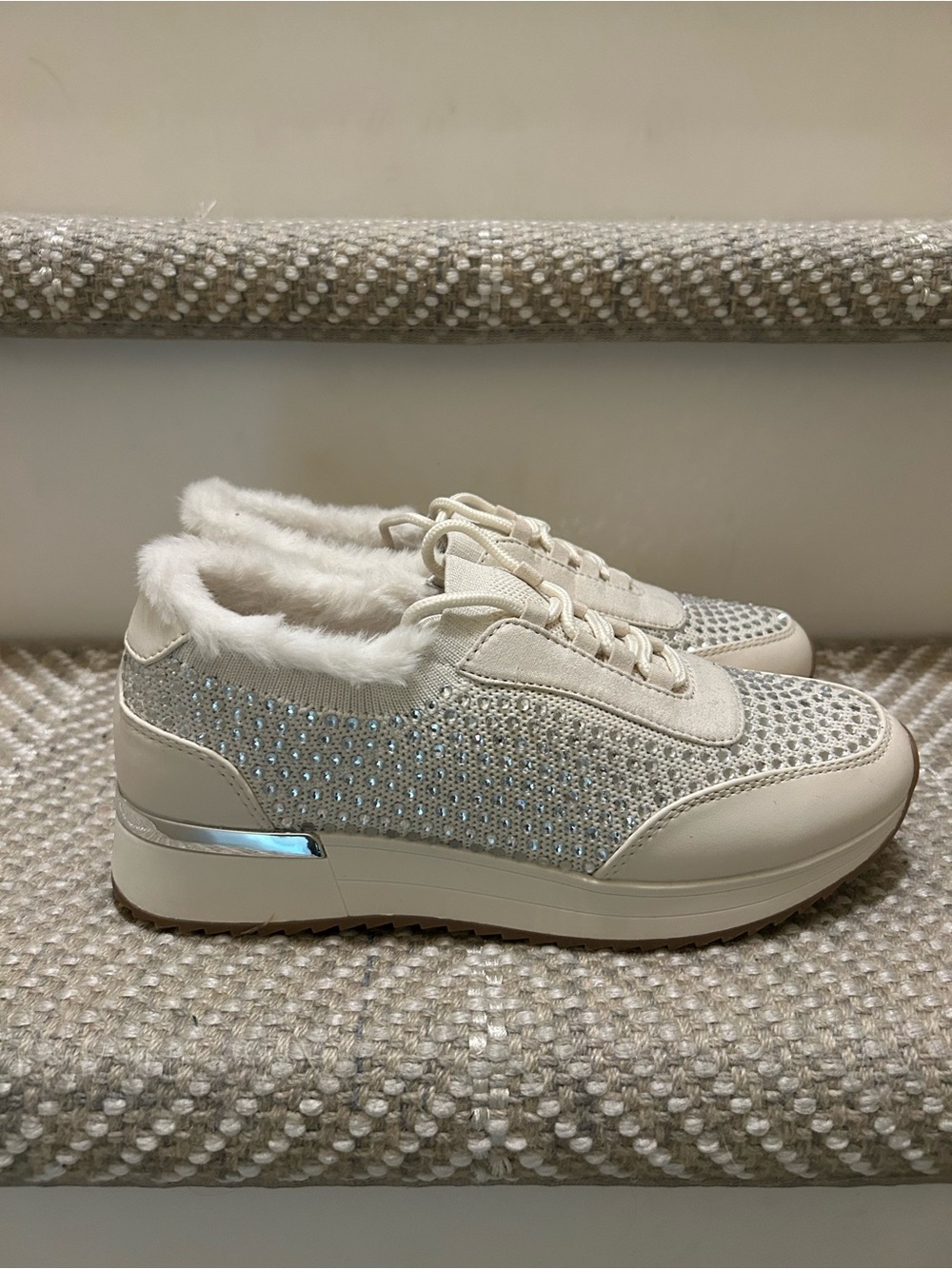 Kenneth Cole Reaction Fur-Lined Women's Sneakers - Cream